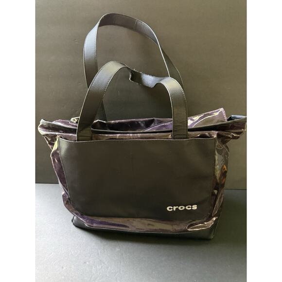 Crocs Carry All Tote Purple Black Shoulder Bag Travel Packable Lightweight - Picture 1 of 8